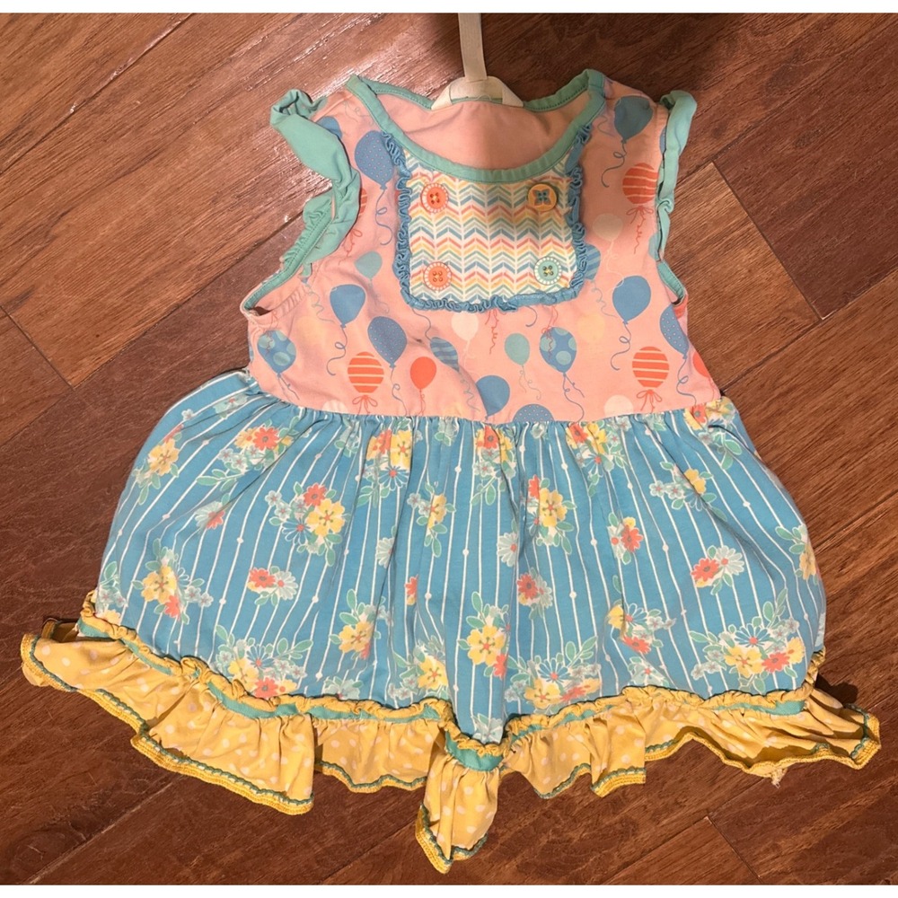 Matilda Jane Girls top Size 6 Balloons Floral Ruffle Party Birthday Outfit